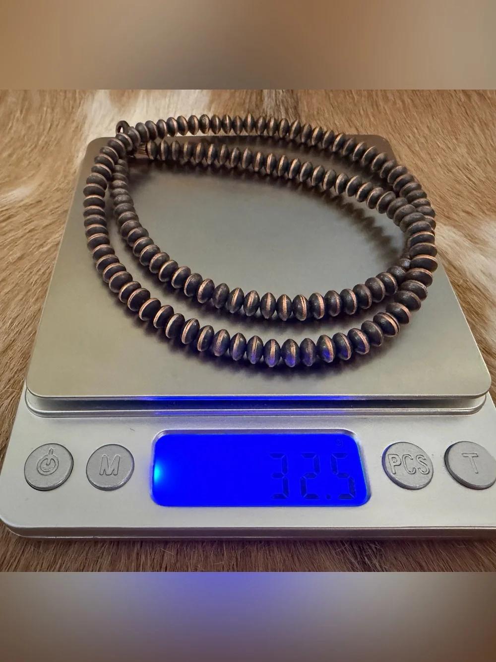 ❤️ 6mm Oxidized Copper Saucer Navajo Style Southwestern 32.5G Necklace 20+2”L